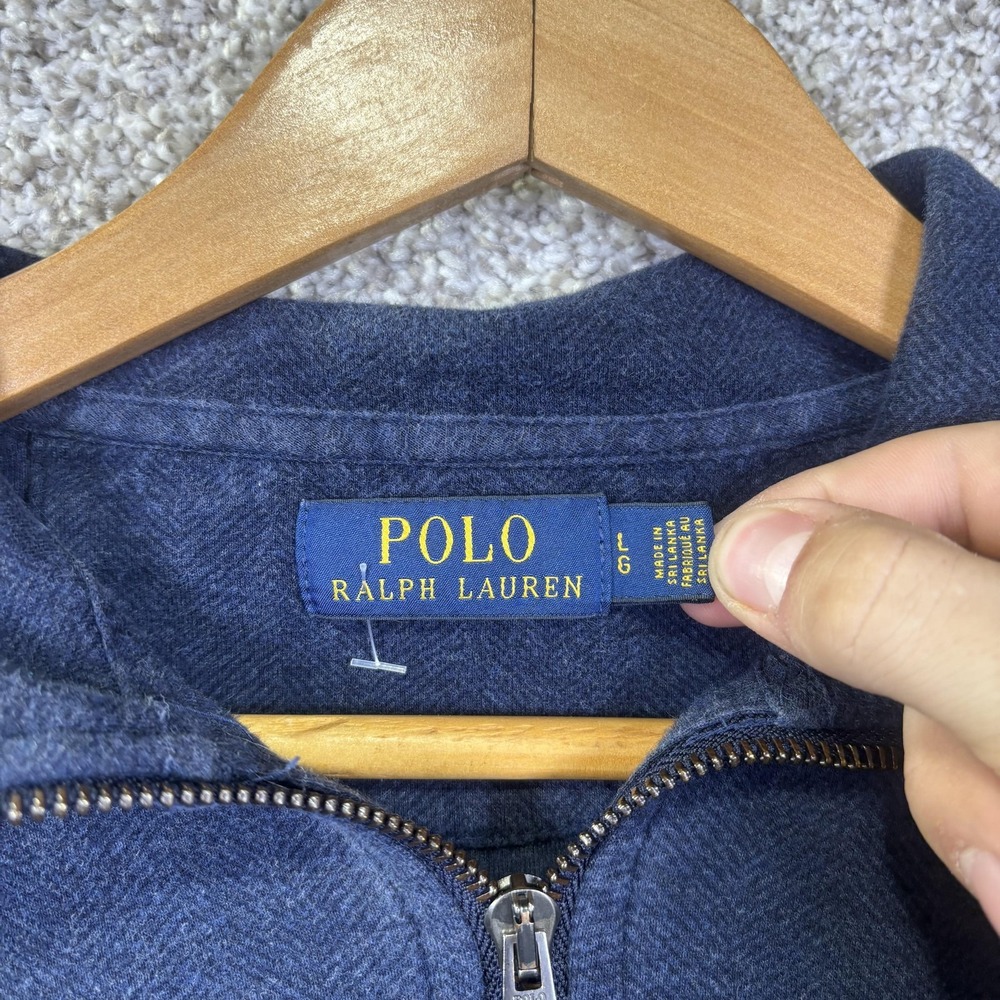 Polo Ralph Lauren Sweatshirt Mens Large Blue 1/4 Zip Fleece Pullover Mock Neck - Picture 3 of 8